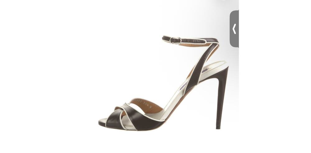 Ralph Lauren Collection Pumps Heels Women US 6.5 Brown White Leather Ankle Strap